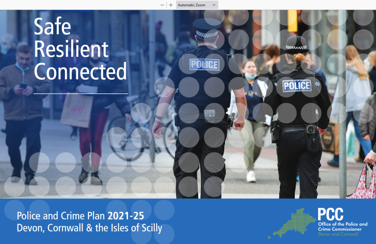 Screenshot of Devon and Cornwall Police and Crime Plan 2021-25